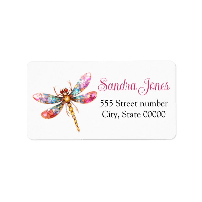 Gorgeous one of a-kind address labels dragonfly (Front)