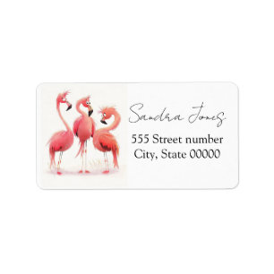 Gorgeous one of a-kind address labels flamingo