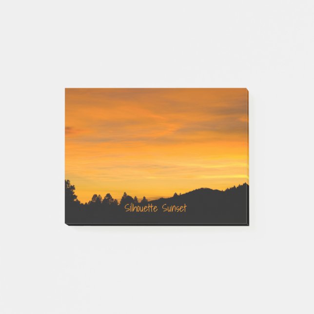 Gorgeous Orange Prairie Hills At Sunset Silhouette Post-it Notes (Front)