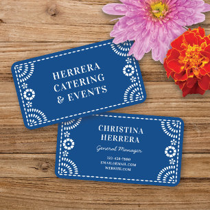 Gorgeous Ornate Blue Papel Picado Frame Catering Business Card