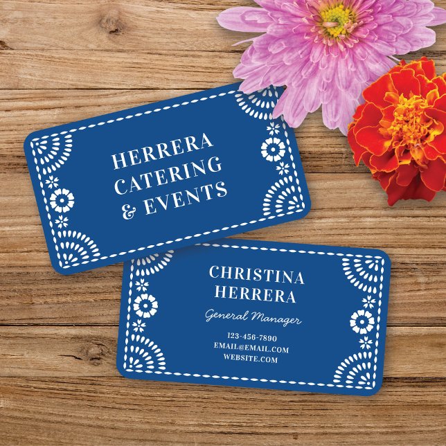 Gorgeous Ornate Blue Papel Picado Frame Catering Business Card (Creator Uploaded)