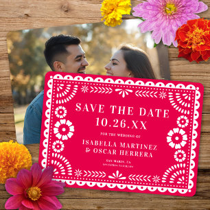Gorgeous Ornate Papel Picado Photo Pink Wedding Save The Date