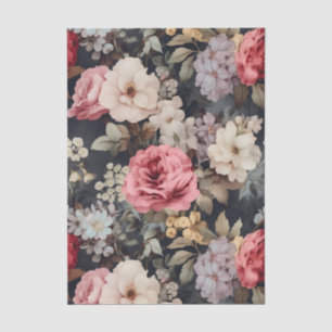 Gorgeous Painted Flowers on a Dark Background Tissue Paper