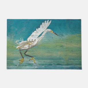 Gorgeous Painting Of Egret Shorebird Doormat