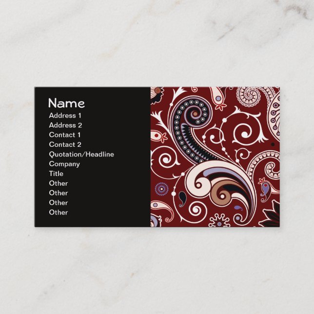 Gorgeous Paisley Floral Swirl Pattern Business Card (Front)