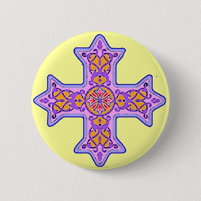 Gorgeous Pastel Coptic Cross 6 Cm Round Badge (Front)