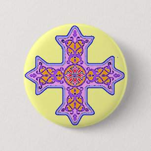 Gorgeous Pastel Coptic Cross 6 Cm Round Badge