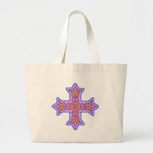 Gorgeous Pastel Coptic Cross Large Tote Bag