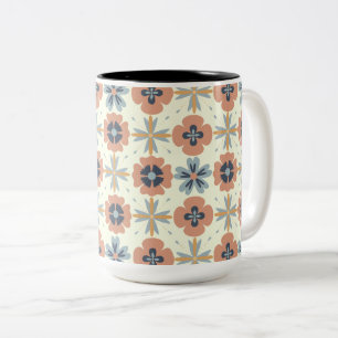 Gorgeous Pastel Harmony Floral Two-Tone Coffee Mug