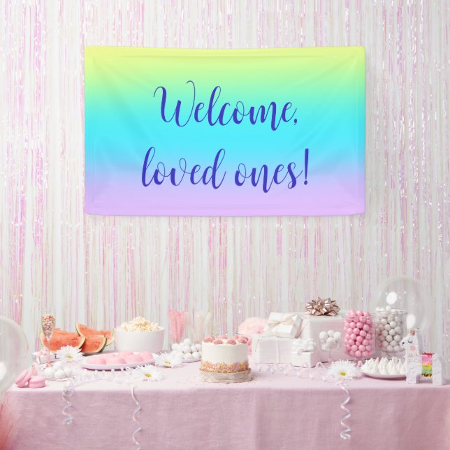 Gorgeous Pastel Rainbow Gradient Wedding Banner (Party)