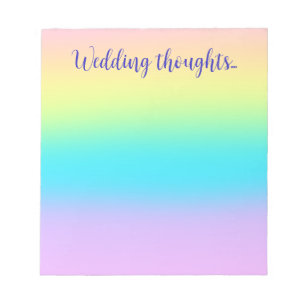 Gorgeous Pastel Rainbow Gradient Wedding Notepad