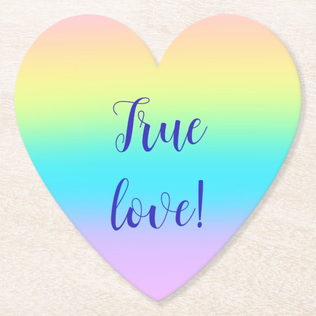 Gorgeous Pastel Rainbow Gradient Wedding  Paper Coaster (Front)