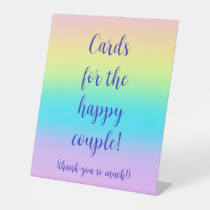 Gorgeous Pastel Rainbow Gradient Wedding Pedestal Sign