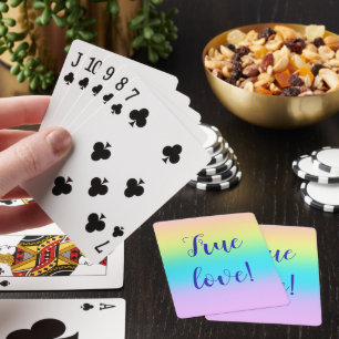 Gorgeous Pastel Rainbow Gradient Wedding Playing Cards