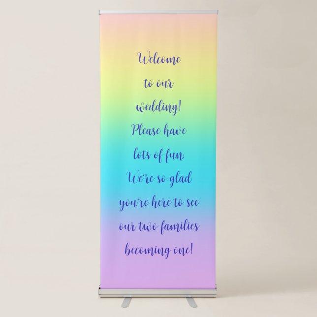 Gorgeous Pastel Rainbow Gradient Wedding Retractable Banner (Front)