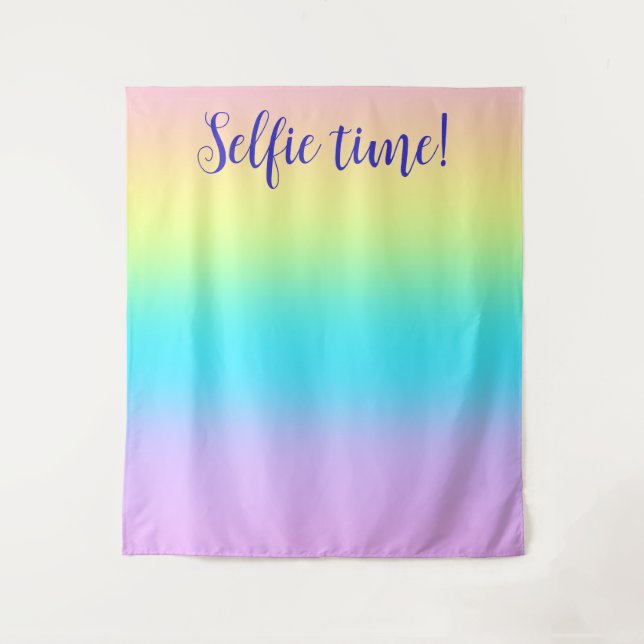 Gorgeous Pastel Rainbow Gradient Wedding Selfie Tapestry (Front)