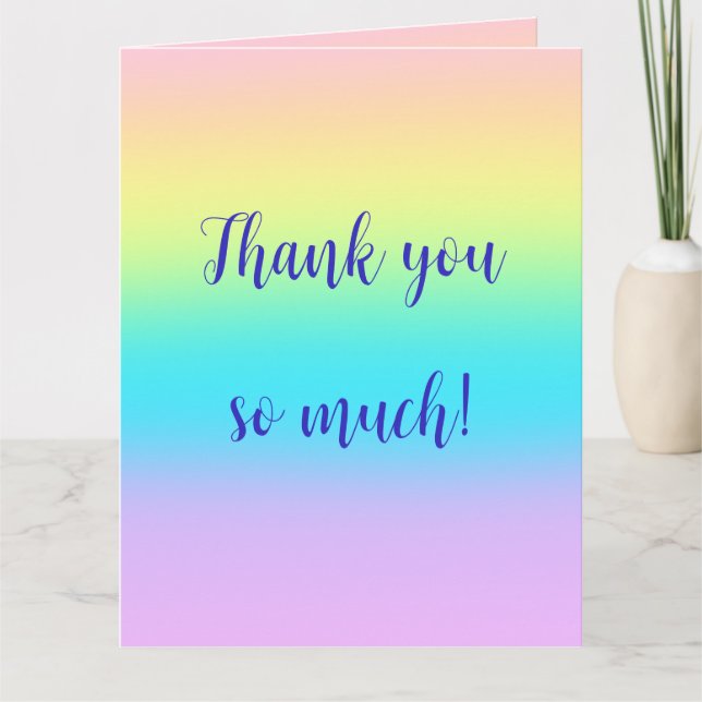 Gorgeous Pastel Rainbow Gradient Wedding Thank You (Front)