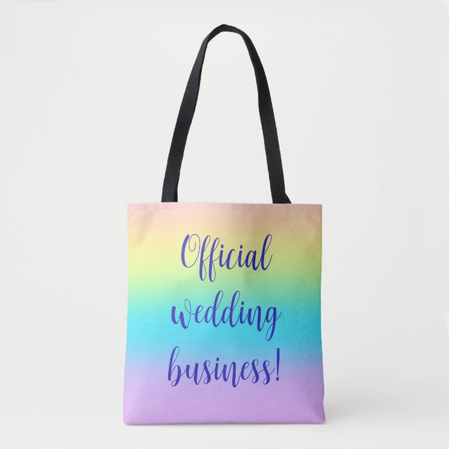 Gorgeous Pastel Rainbow Gradient Wedding Tote Bag (Front)