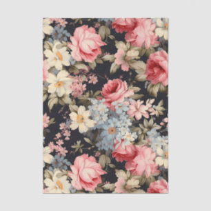 Gorgeous Pattern of Flowers on a Dark Background Tissue Paper