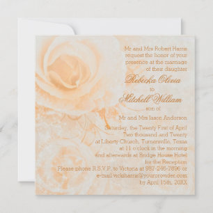Gorgeous peach cream roses Wedding Invitation