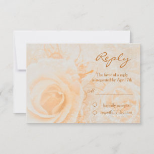 Gorgeous peach cream roses Wedding RSVP Card