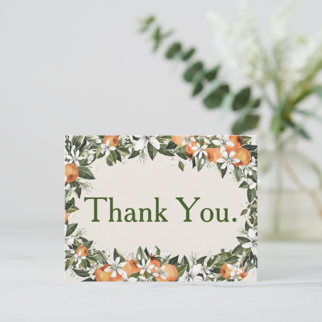 Gorgeous Peaches and Foliage Colourful Thank You Postcard (Standing Front)