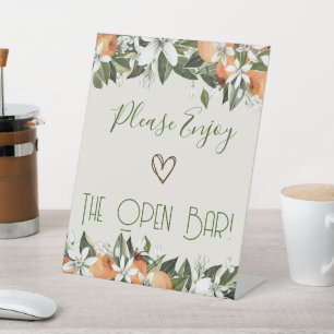 Gorgeous Peaches Open Bar Pedestal Sign
