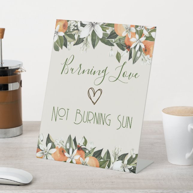 Gorgeous Peaches SunScreen Station Burn Pedestal Sign (In SItu)