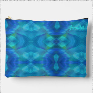 Gorgeous Peacock Blue Abstract Accessory Pouch