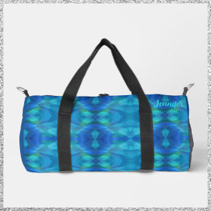 Gorgeous Peacock Blue Abstract Duffle Bag