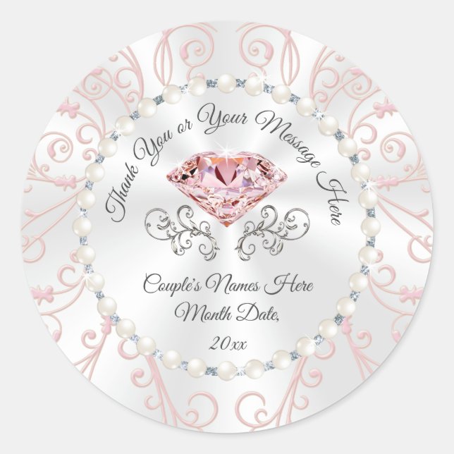 Gorgeous Pearls and Blush Pink Diamond Stickers (Front)