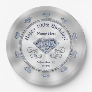 Gorgeous Personalised, 100th Birthday Plates