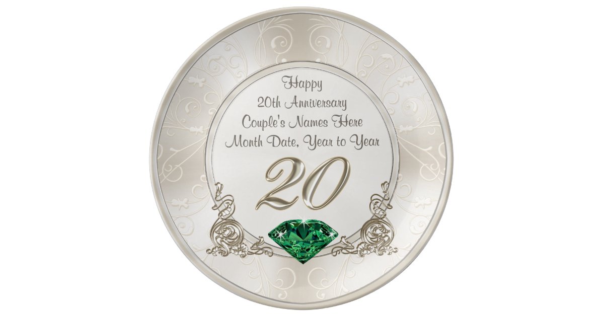 Gorgeous Personalised 20th Anniversary Gifts Plate ...