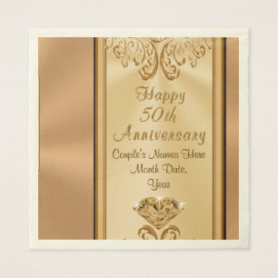 Gorgeous Personalised 50th Anniversary Napkins