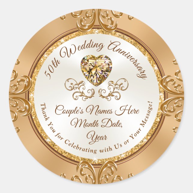 Gorgeous Personalised 50th Anniversary Stickers (Front)