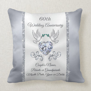 Gorgeous Personalised 60 years of Marriage Gift Cushion