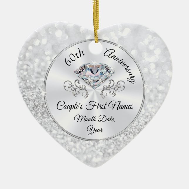 Gorgeous Personalised, 60th Anniversary Ornament (Front)