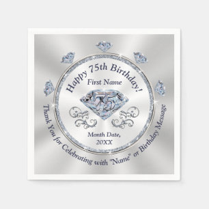 Gorgeous Personalised, 75th Birthday Paper Napkins