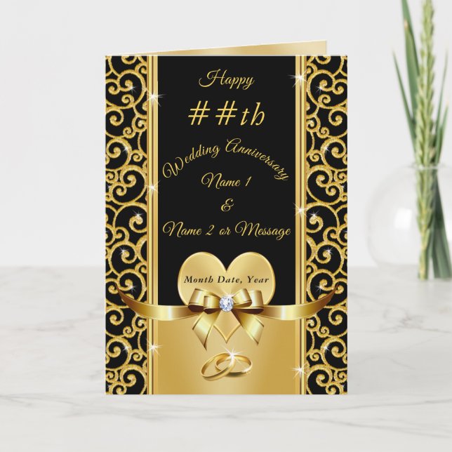 Gorgeous Personalised Anniversary Cards Any Year (Front)