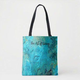 Gorgeous personalised emerald blue swirly marble tote bag