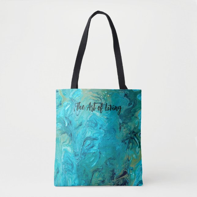 Gorgeous personalised emerald blue swirly marble tote bag (Front)
