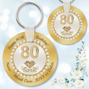 Gorgeous, Personalised Favours for 80th Birthday,  Key Ring