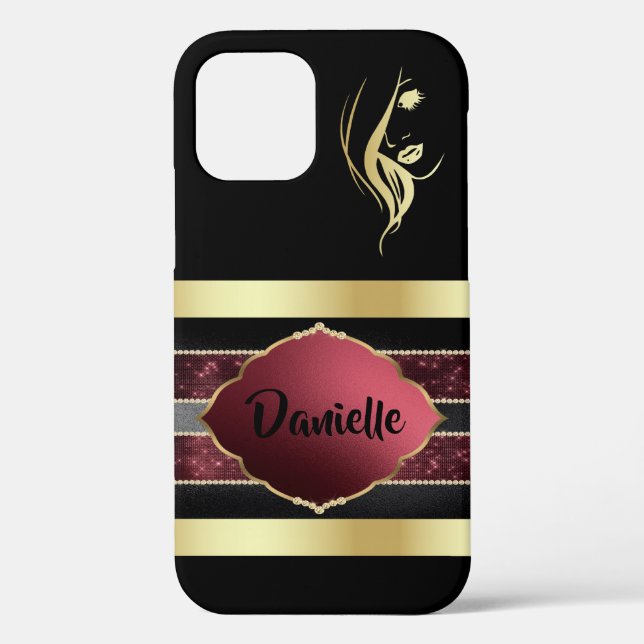 Gorgeous Personalised Gold/Black iPhone Case (Back)