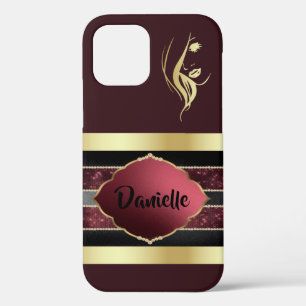 Gorgeous Personalised Gold/Maroon iPhone Case