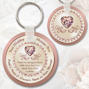 Gorgeous Personalised, ROSE GOLD Wedding Favours,  Key Ring