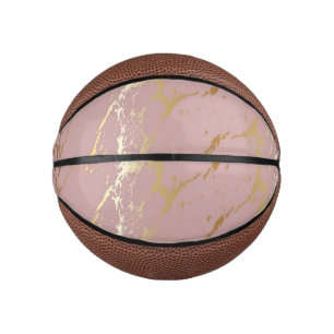 Gorgeous Pink and Gold Marble Design Mini Basketball