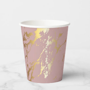 Gorgeous Pink and Gold Marble Design Paper Cups