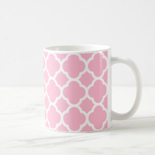 Gorgeous Pink and White Quatrefoil Pattern Coffee Mug