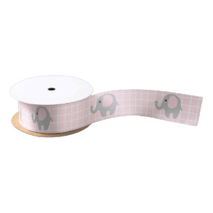 Gorgeous Pink Baby Elephant Satin Ribbon