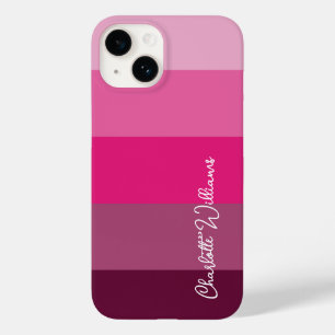 GORGEOUS PINK COLOR STRIPE LINE PATTERN NAME Case-Mate iPhone 14 CASE